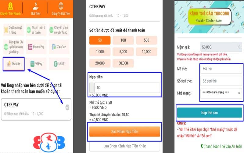 Các bước nạp tiền GA888 bằng thẻ cào điện thoại Các bước nạp tiền GA888 bằng thẻ cào điện thoại